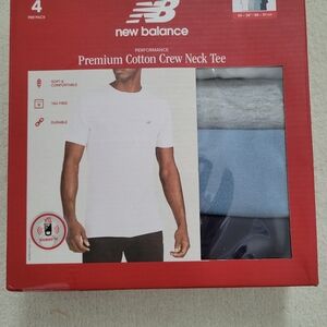 New Balance Performance Cotton Crew Neck Tee 4-Pack - White, Gray, Blue